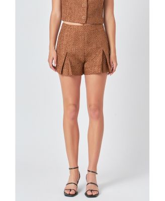Women's Tweed Pleated Shorts