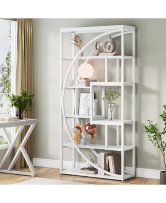 70.8-Inch Tall 5-Tier Bookshelf with 8 Open Shelves Industrial Etagere Bookcase Set of 2