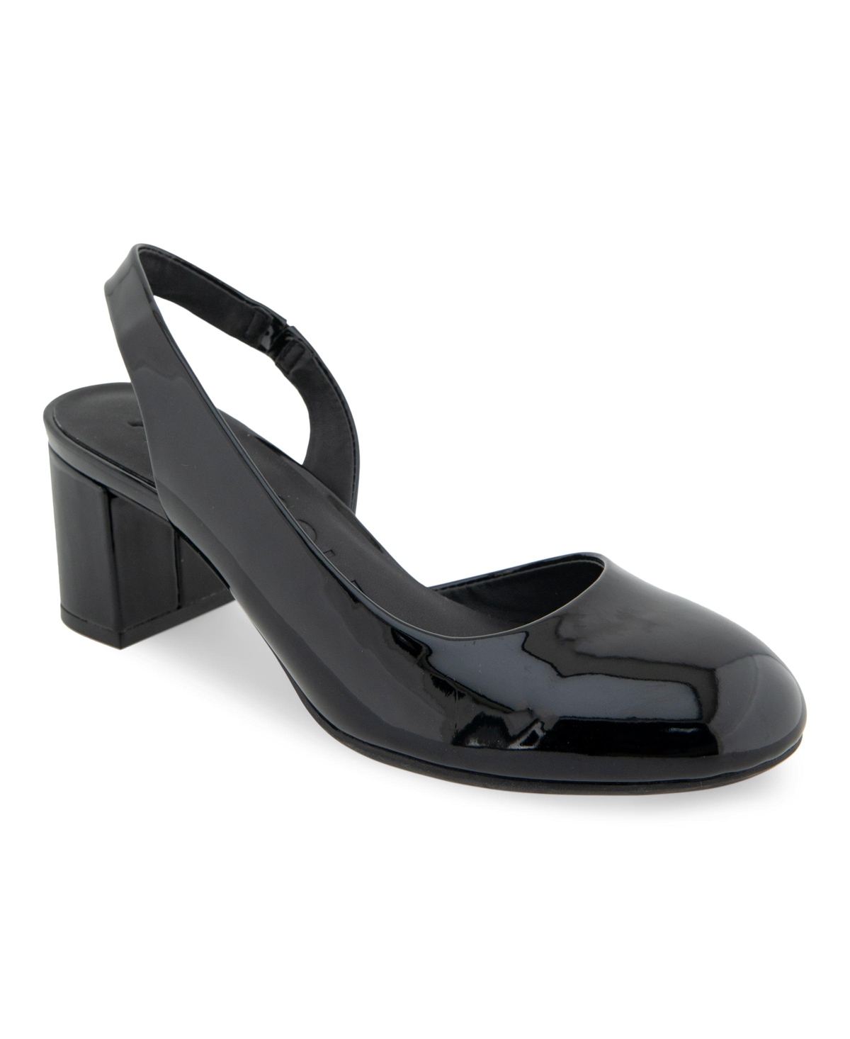 Aerosoles Women's Ice Pop Slingback Pumps In Black Patent Smooth