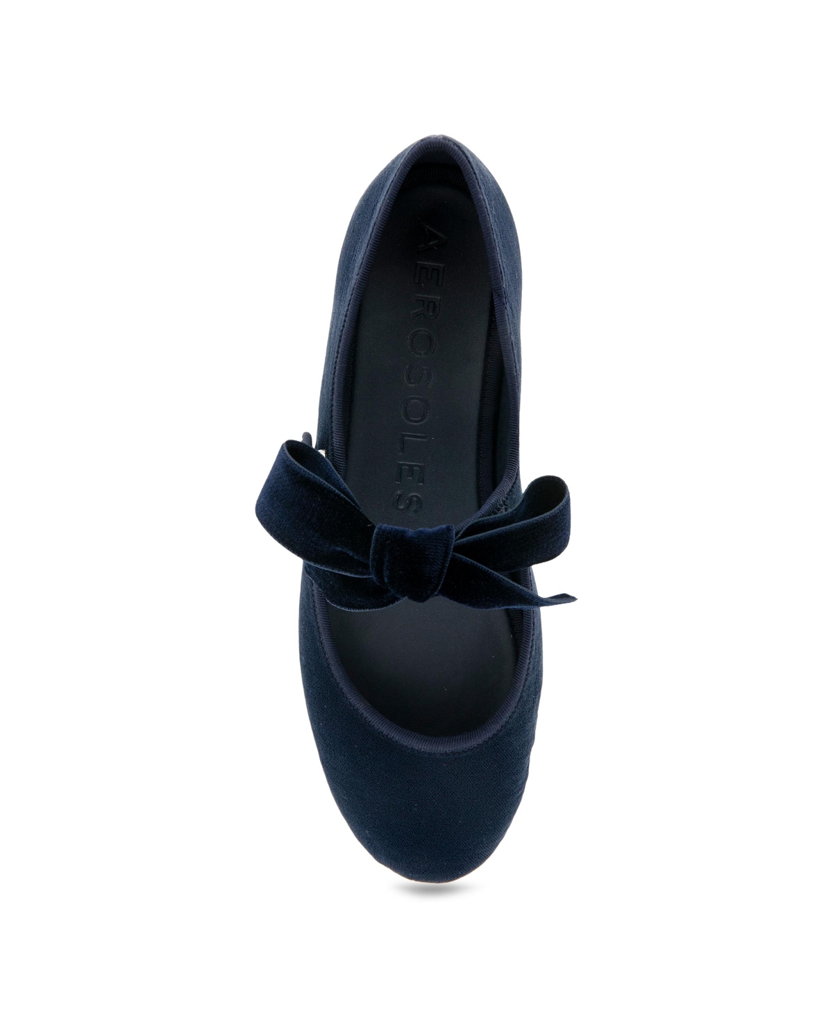 Shop Aerosoles Women's Poppy Bow Mary Jane Flats In Navy Velvet Fabric