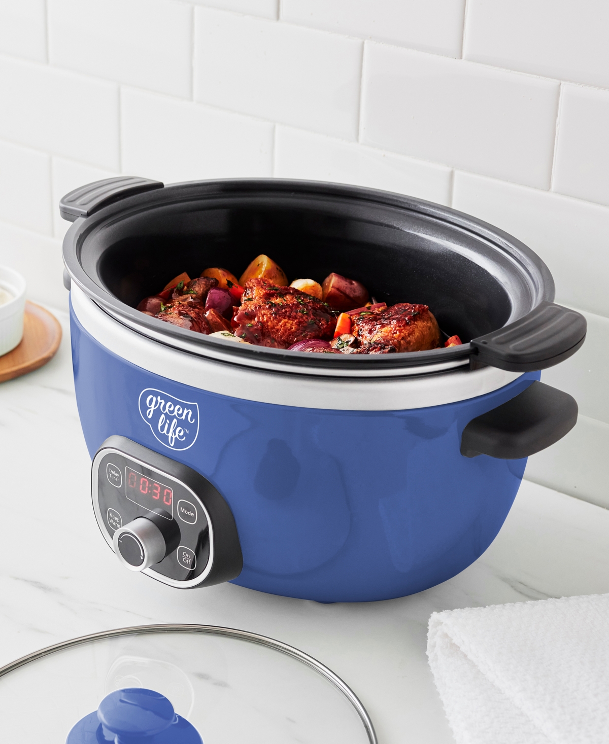 Greenlife Ceramic Nonstick Healthy Cook Duo Slow Cooker In Blue