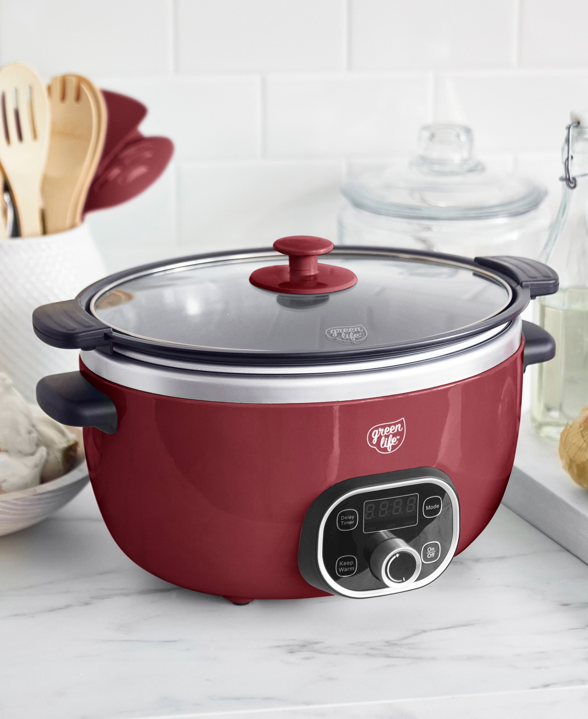 Greenlife Ceramic Nonstick Healthy Cook Duo Slow Cooker In Red