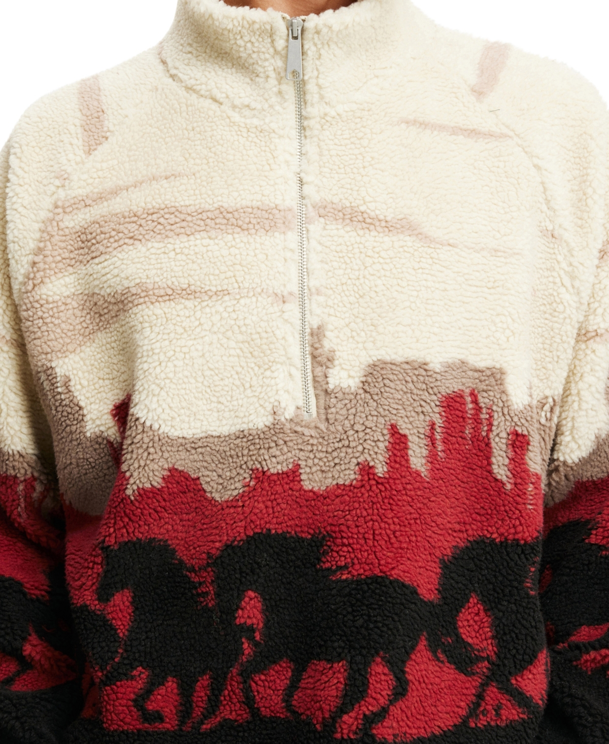 Cotton On Men's Teddy 1/2 Zip Fleece Sweatshirt -Wild Horse