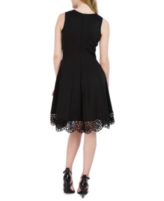 Donna Rico Women's Sleeveless Lace-Hem Knit Dress