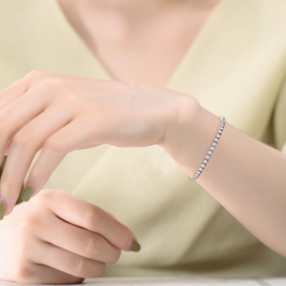 Rachel Glauber Cubic Zirconia 4mm magnetic lock Tennis Bracelet