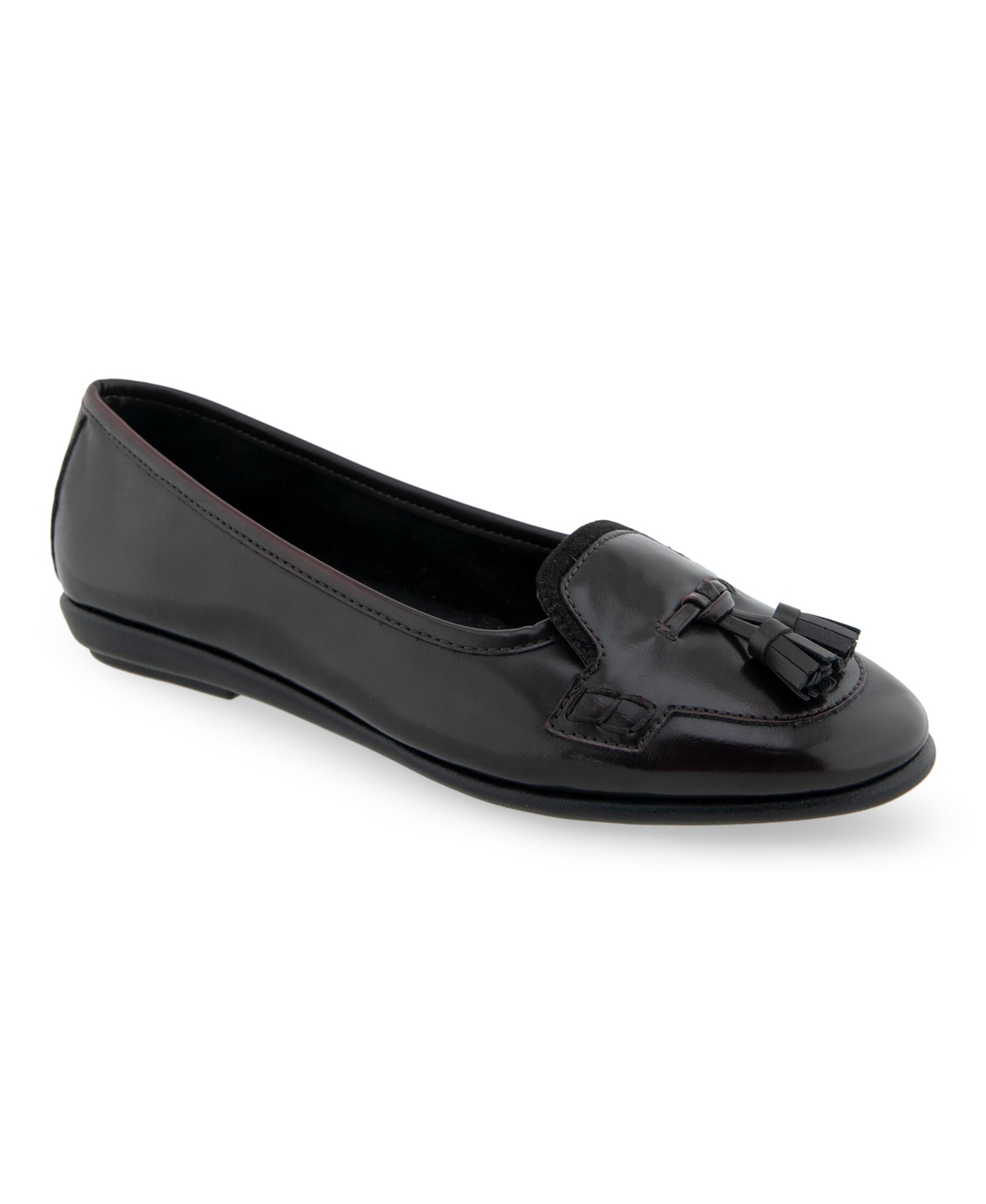 Shop Aerosoles Women's Brooks Tassel Ballet Flats In Burgundy Burnished Faux Leather - Polyur