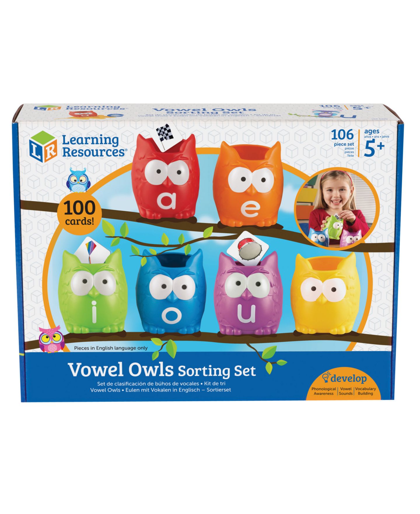 Детские игрушки Learning Resources Vowel Owls Long and Short Vowels 100-Piece Set, Ages 5+ — фото 2