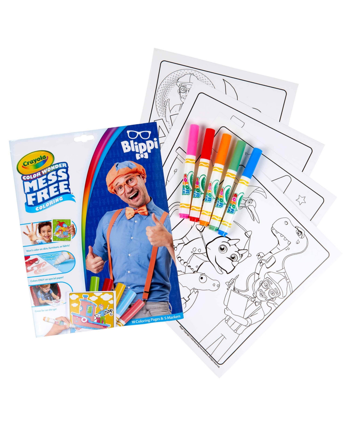 Crayola Color Wonder Blippi Coloring Pad and Markers, Pack of 2