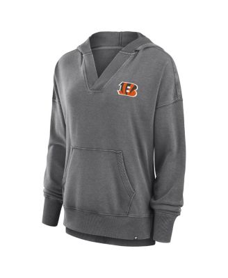 Women's Heather Charcoal Cincinnati Bengals Initiative Snow Wash French Terry V-Neck Pullover Hoodie