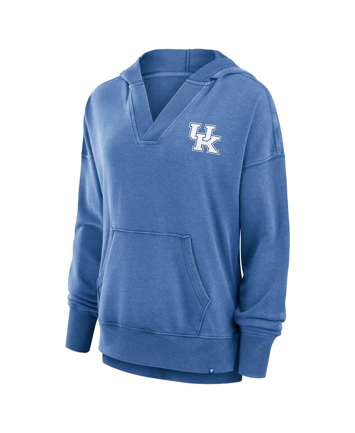 Fanatics Women's Royal Kentucky Wildcats Initiative Snow Wash French Terry V-neck Pullover Hoodie In Royal