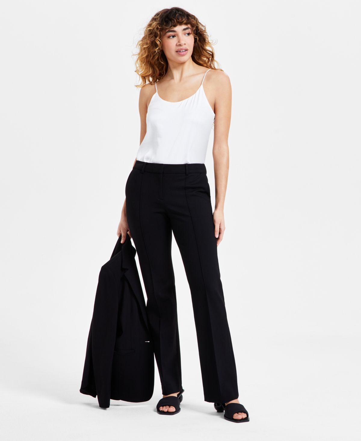 Women's High Rise Compression Pants, Exclusively at Macy's - Bar Navy