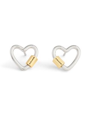 COACH Two-Tone Signature Carabiner Heart Stud Earrings 8690₽