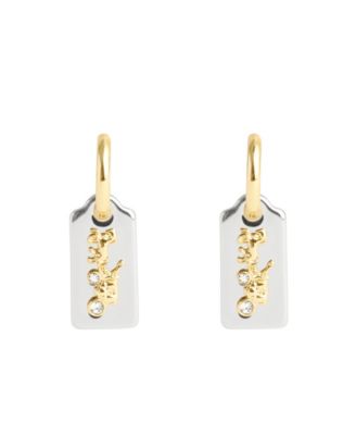 COACH Faux Stone Vintage Charms Signature Hangtag Charm Huggie Earrings 11390₽