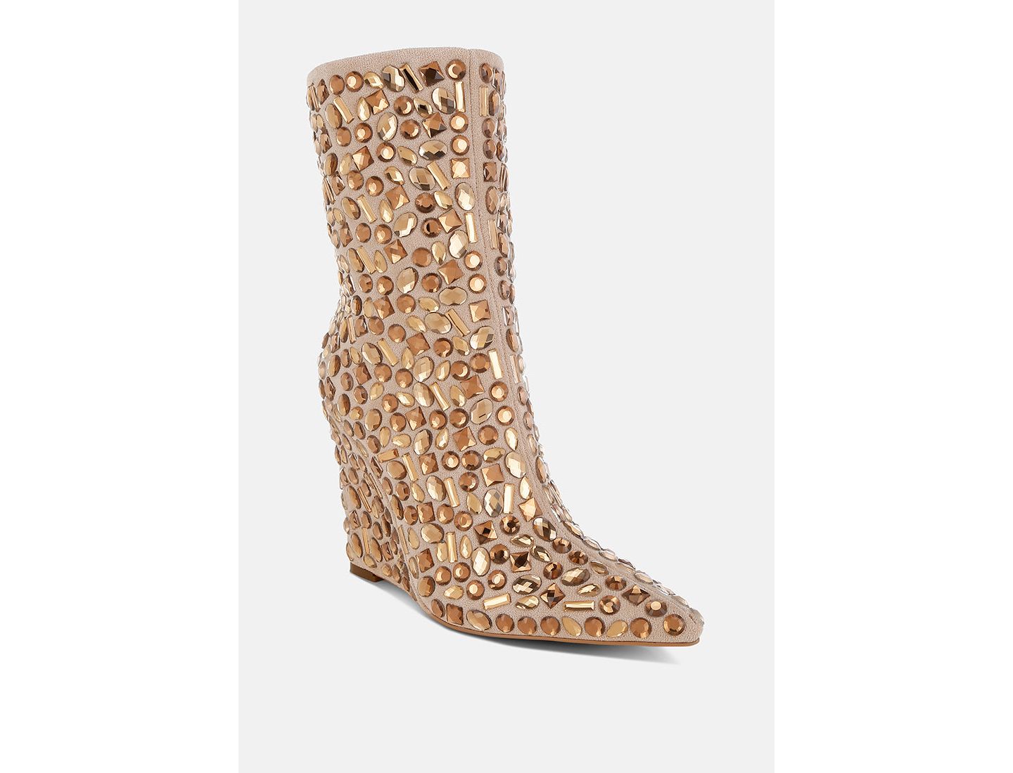 Женские ботинки London Rag Trend Titan Diamante Slim Wedge Heel, цвет: Бежевый, вариант 1 — фото 1