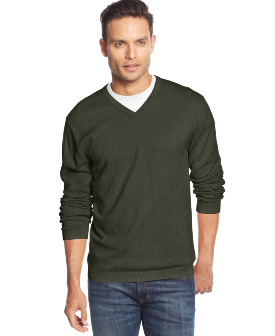 Weatherproof Vintage Solid V Neck Cashmere blend Sweater   Sweaters