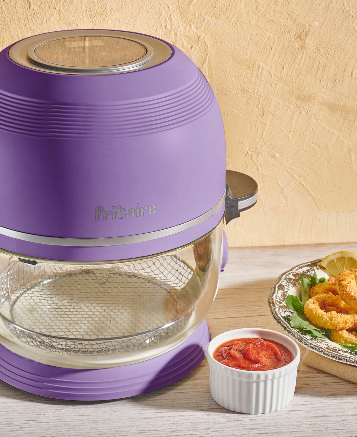 Fritaire Self Cleaning Glass Bowl Air Fryer Set, 4 Piece In Lavender