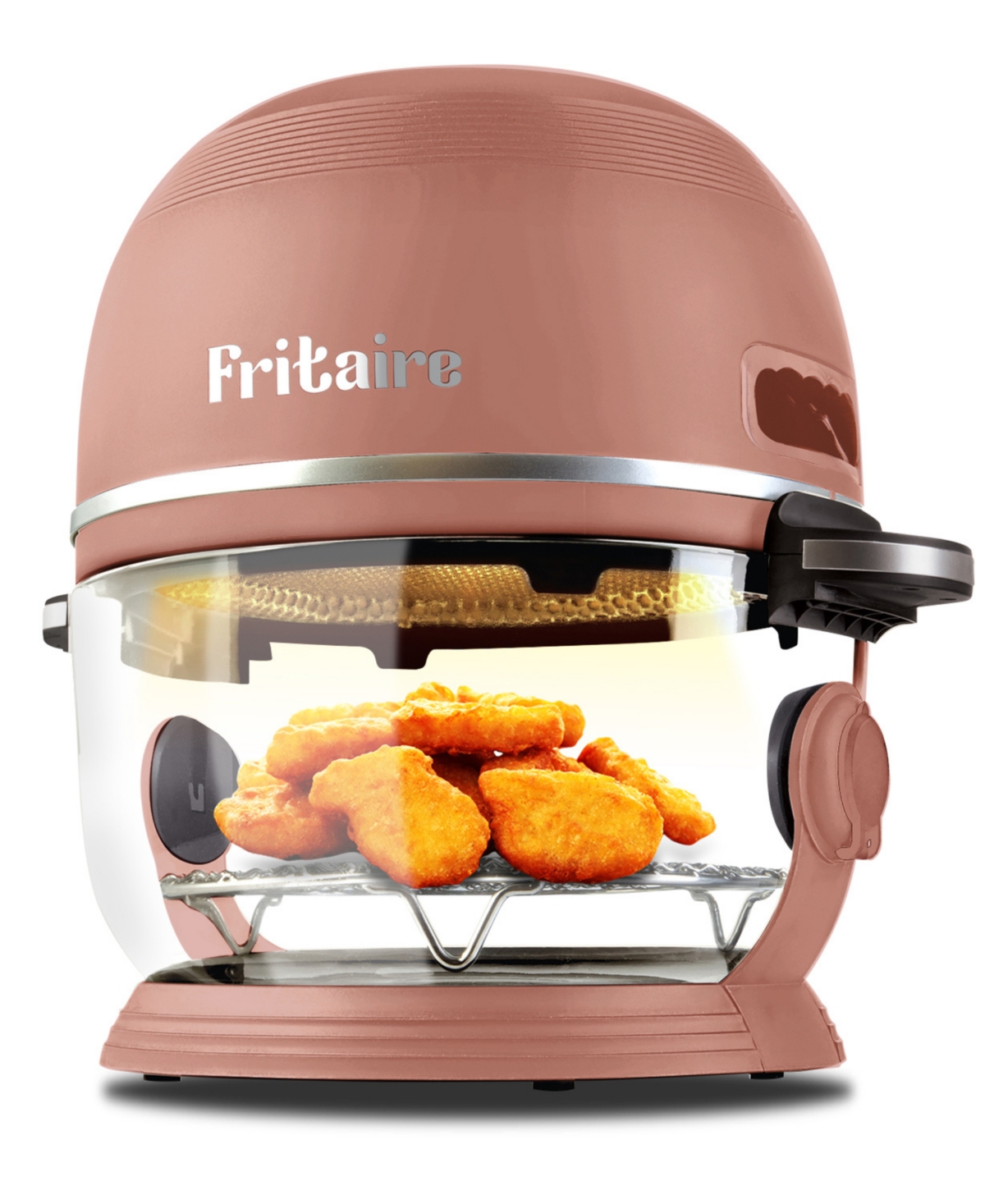 Fritaire Self Cleaning Glass Bowl Air Fryer Set, 4 Piece In Mauve Rose