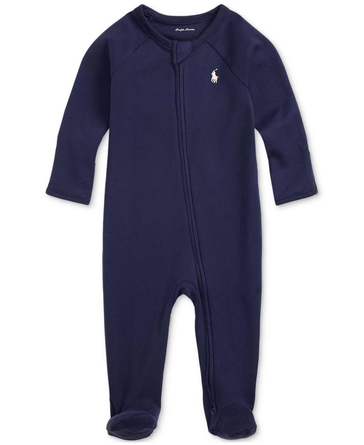 Polo Ralph Lauren Baby Cotton Interlock Footed Coverall In Navy