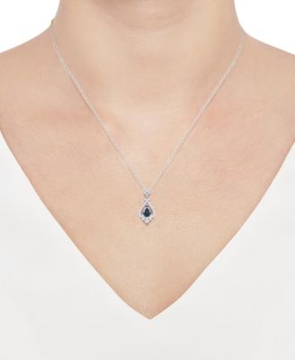 Emerald (5/8 ct. t.w.) & Diamond (1/5 ct. t.w.) Pear Halo 18" Pendant Necklace in 14k Gold (Also in Ruby & Sapphire)