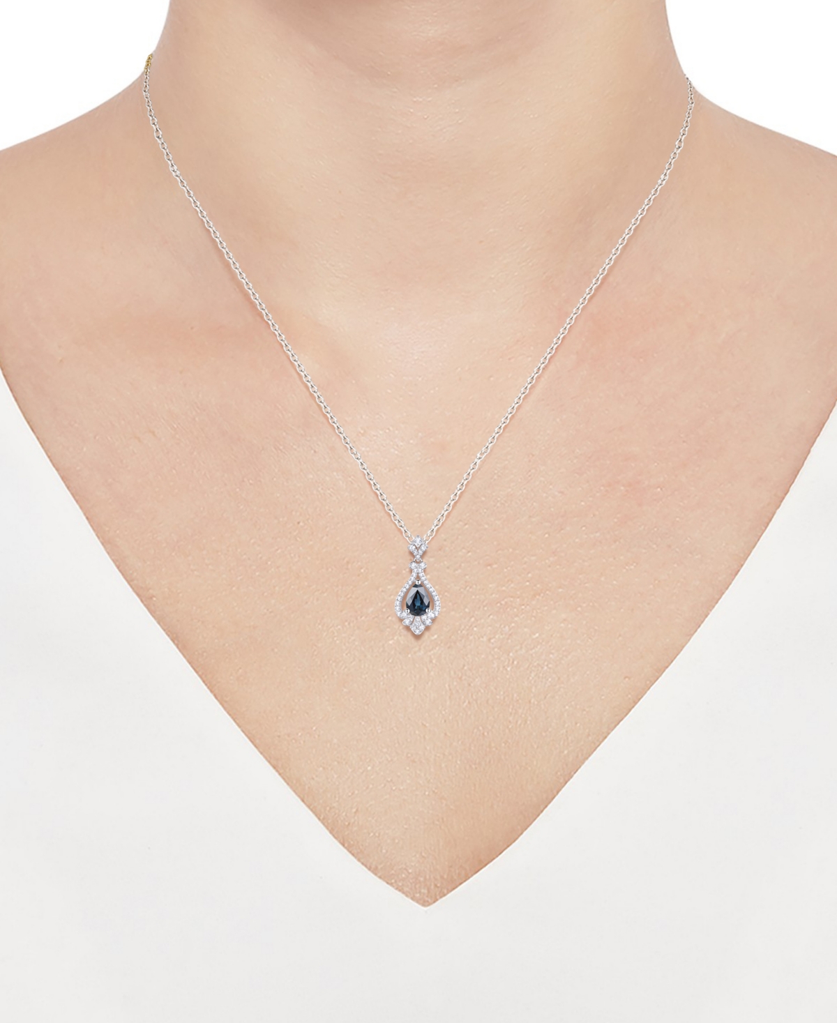 MACY'S EMERALD (5/8 CT. T.W.) & DIAMOND (1/5 CT. T.W.) PEAR HALO 18" PENDANT NECKLACE IN 14K GOLD (ALSO IN  