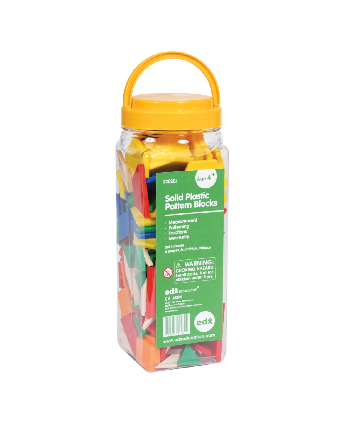 EDXEDUCATION PATTERN BLOCKS PLASTIC, SET OF 250 