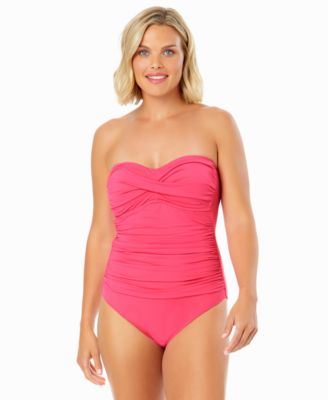 Twist Front Ruched One Piece Swimsuit