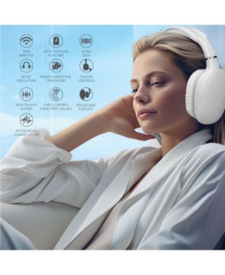 Wave-53 Active Noise Cancelling Wireless Over-Ear Headphones Hi-Res Audio, 40H ANC Playtime, Big Bass, Transparency Mode for Travel, Work, and Workout