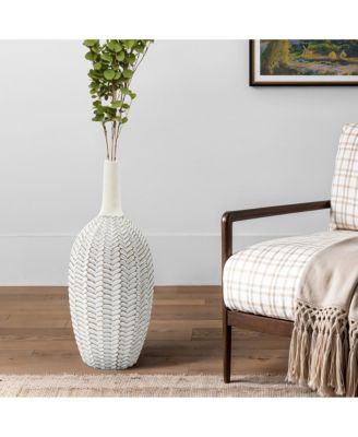 Modern Geometric Pattern Polyresin 23.5-Inch Tall Trumpet Vase