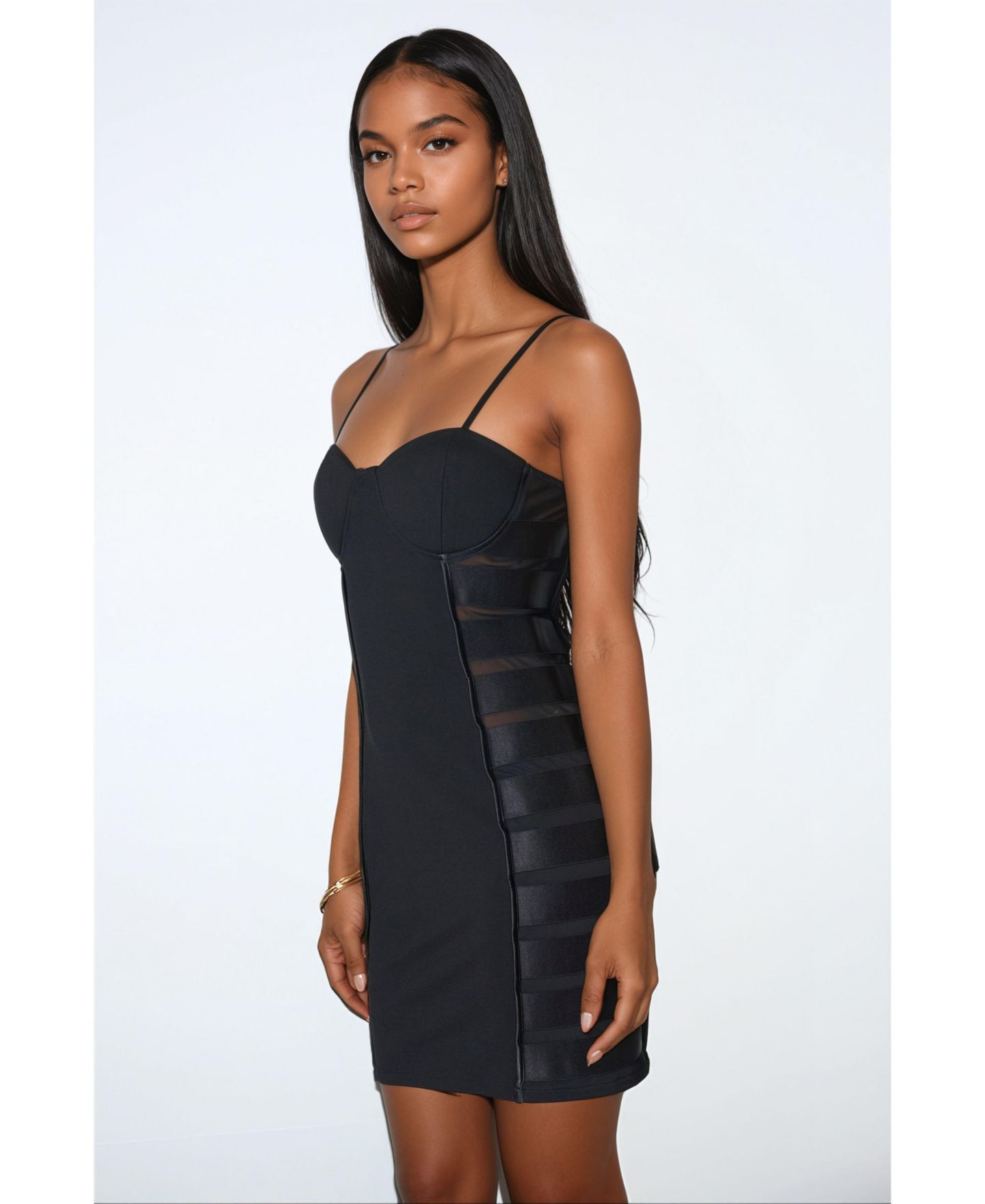 Женское платье Bebe Mesh Bodycon, цвет: Чёрный — фото 2
