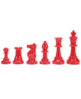 Color Bright Plastic Staunton Tournament Chess Pieces with 3.75 in. King - Half Chess Set of Chess Pieces Only, Red