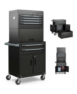 6-Drawer Rolling Tool Chest 3-in-1 Heavy-Duty Storage Cabinet with Universal Wheels