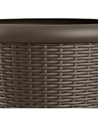 Willow 18 Inch Diameter Resin Decorative Wicker Patio Planter Pot, Java