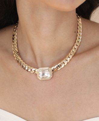 ETTIKA Deco Crystal Statement Cuban Chain Necklace