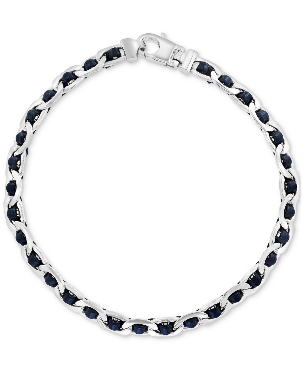 Effy Men's Leather Woven Link Bracelet in Sterling Silver - Sterling Silver
