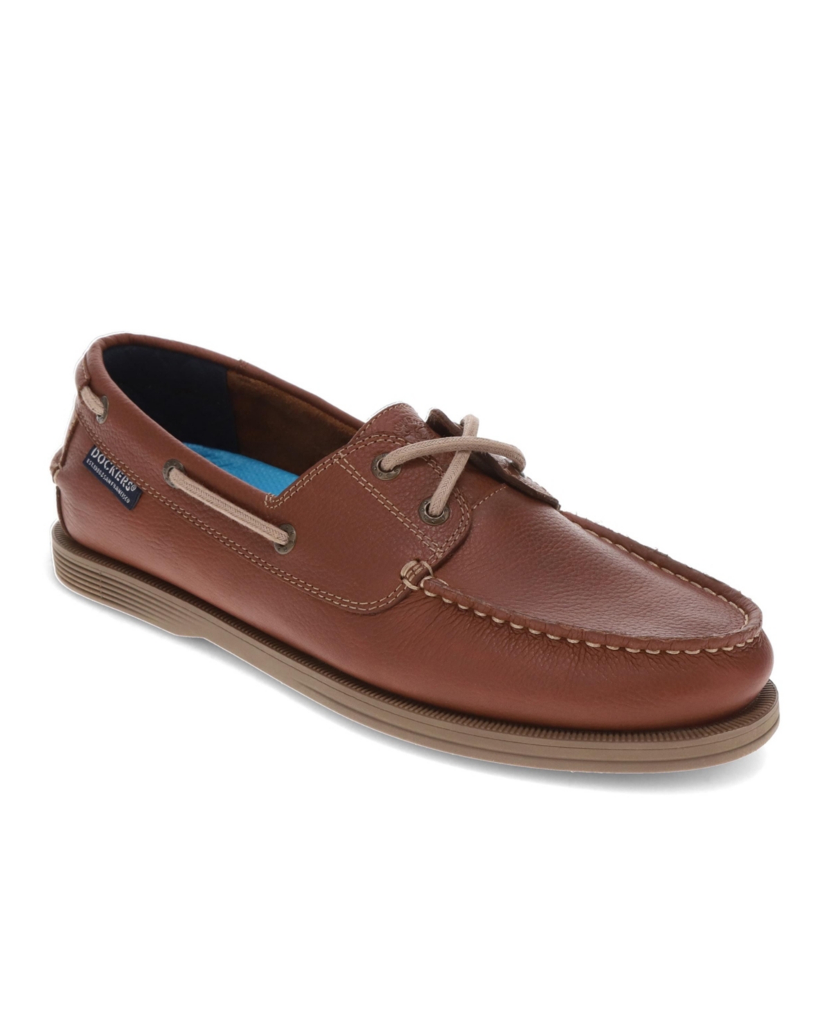 Dockers Mens Darnell Genuine Leather Dress Casual Slip On Boat Shoe In Briar