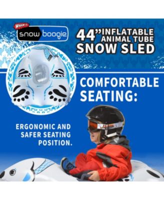 Winter Single Rider Snow Tube, 44" Inflatable Animal Sled, Outdoor Snow Toys with Two Handle