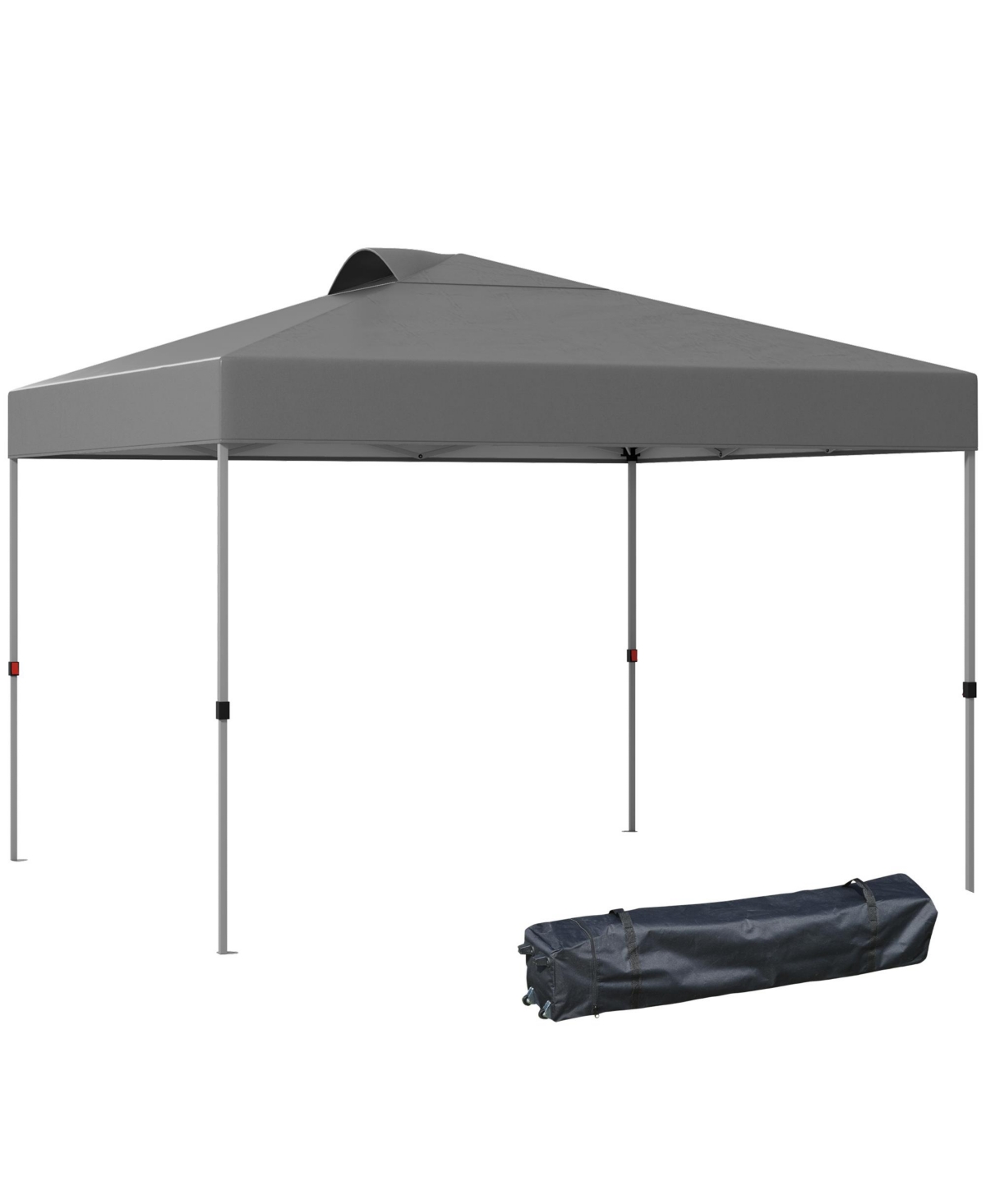 9.7' x 9.7' Pop Up Canopy Tent, Gazebo w/ Carry Bag, Dark - White