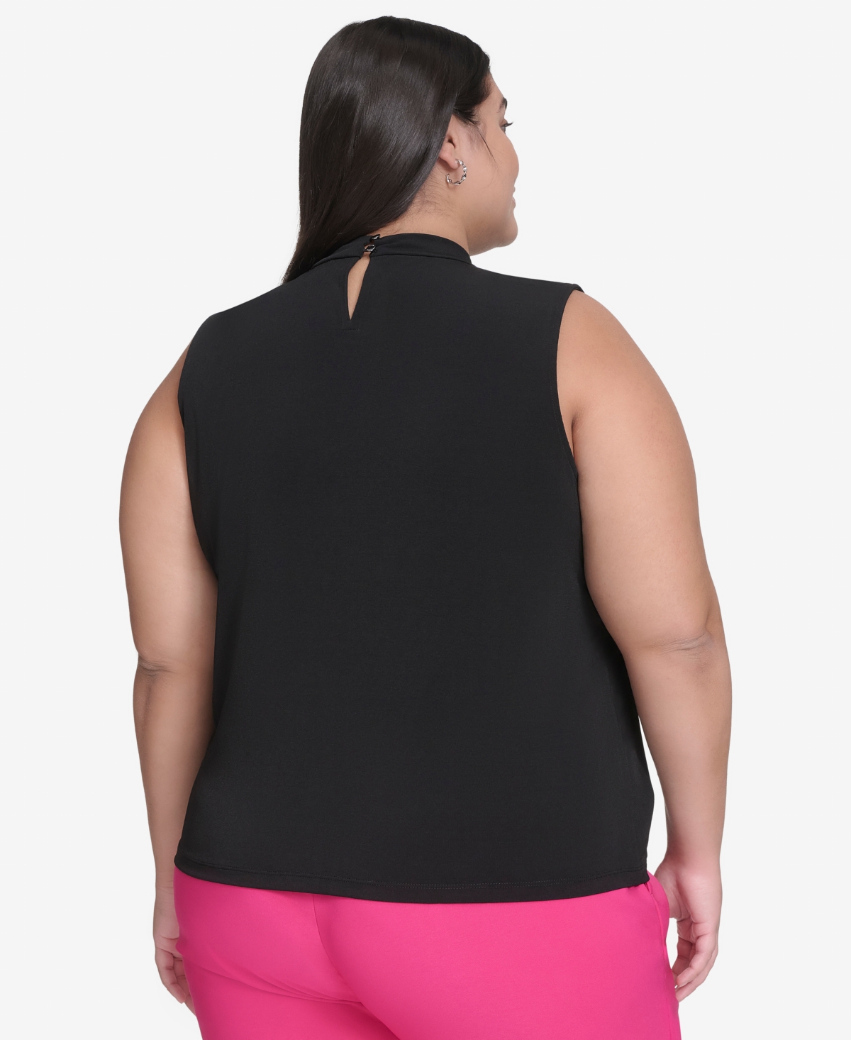 Dkny Plus Size Twist-Neck Keyhole Sleeveless Top