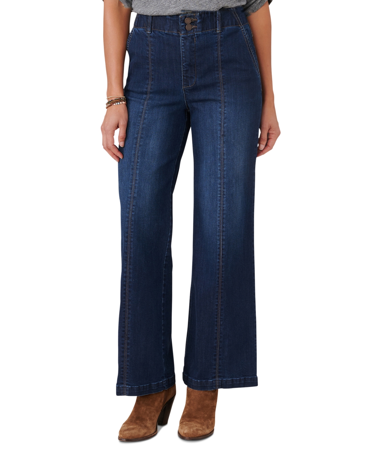 Petite Ab Solution High-Rise Wide-Leg Jeans - In Indigo