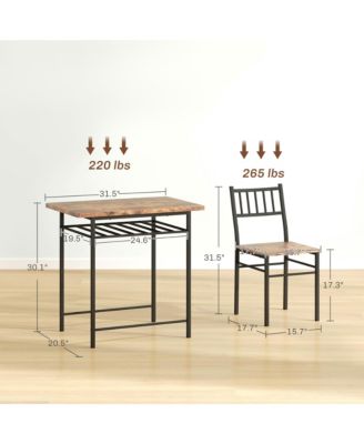 3-Piece Small Dining Table Set with Built-in Storage Rack,