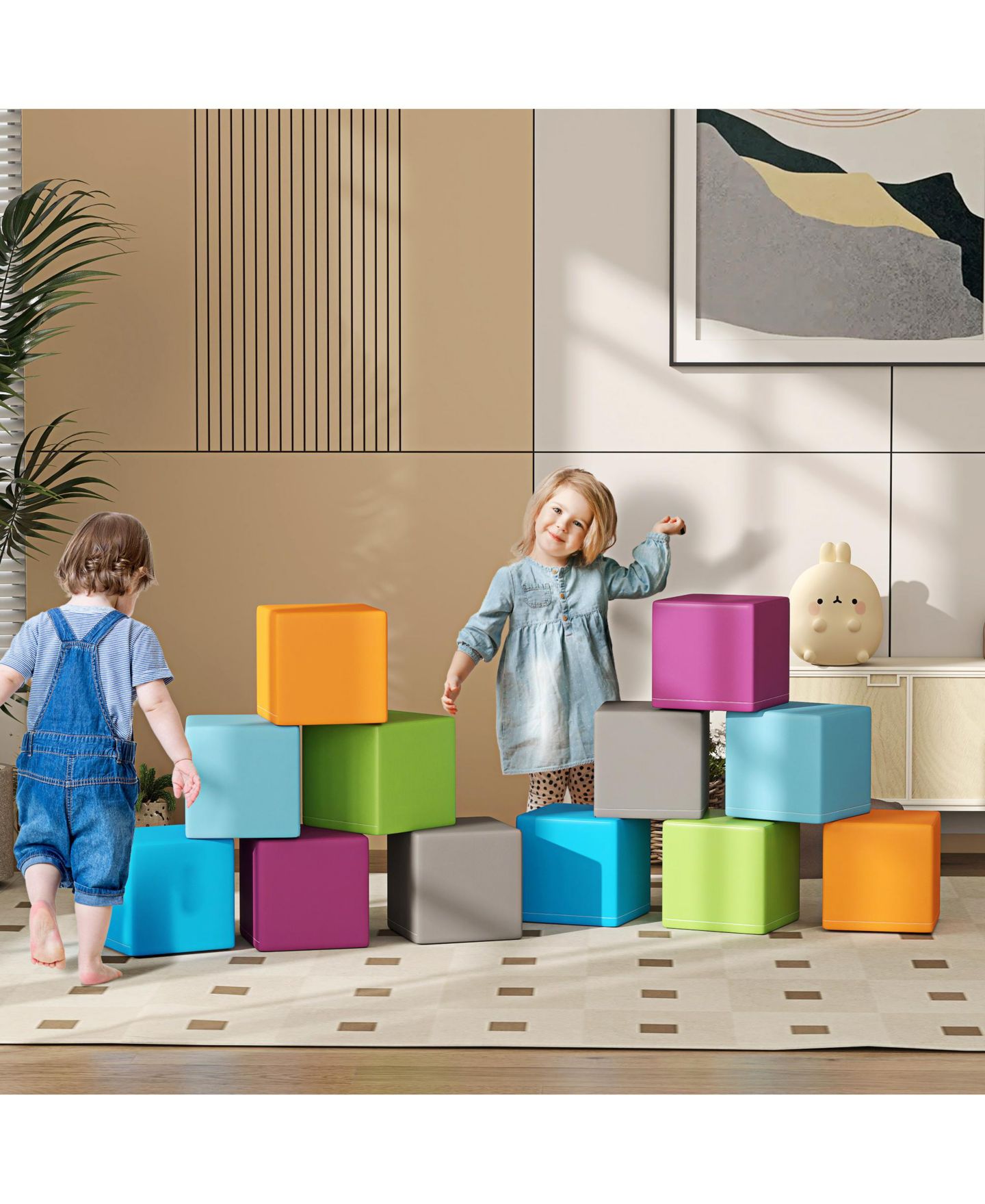 Детские конструкторы Soozier 12-Piece Soft Foam Stacking Blocks, Ages 1+, цвет: Contemporary — фото 2
