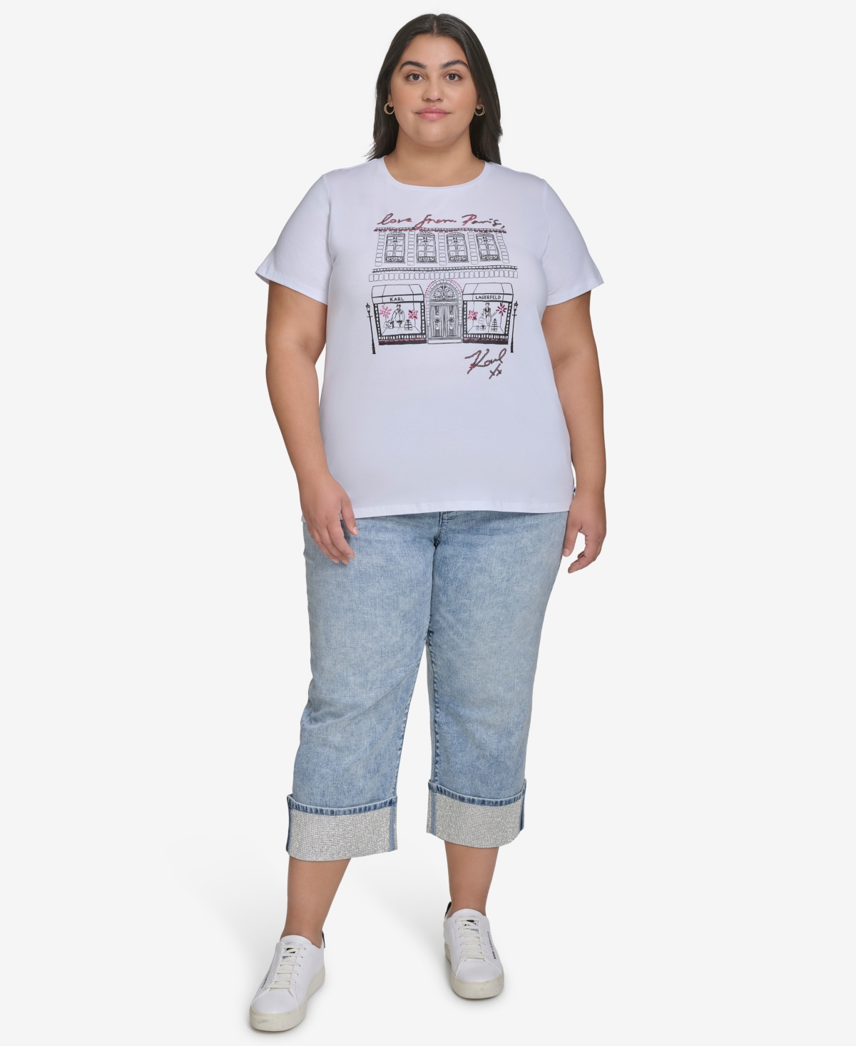 KARL LAGERFELD PLUS SIZE LOVE FROM PARIS CITY GRAPHIC T-SHIRT, EXCLUSIVELY AT MACY'S 