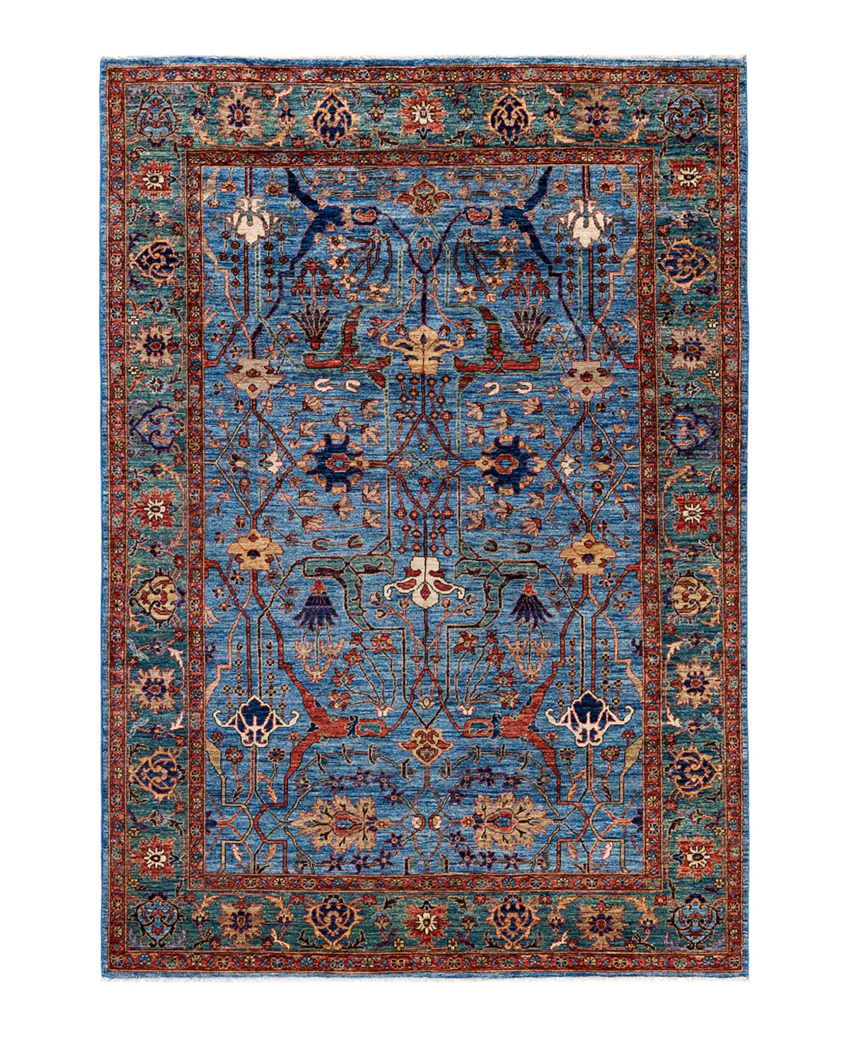 Adorn Hand Woven Rugs Serapi M1999 6'x8'9" Area Rug In Light Blue