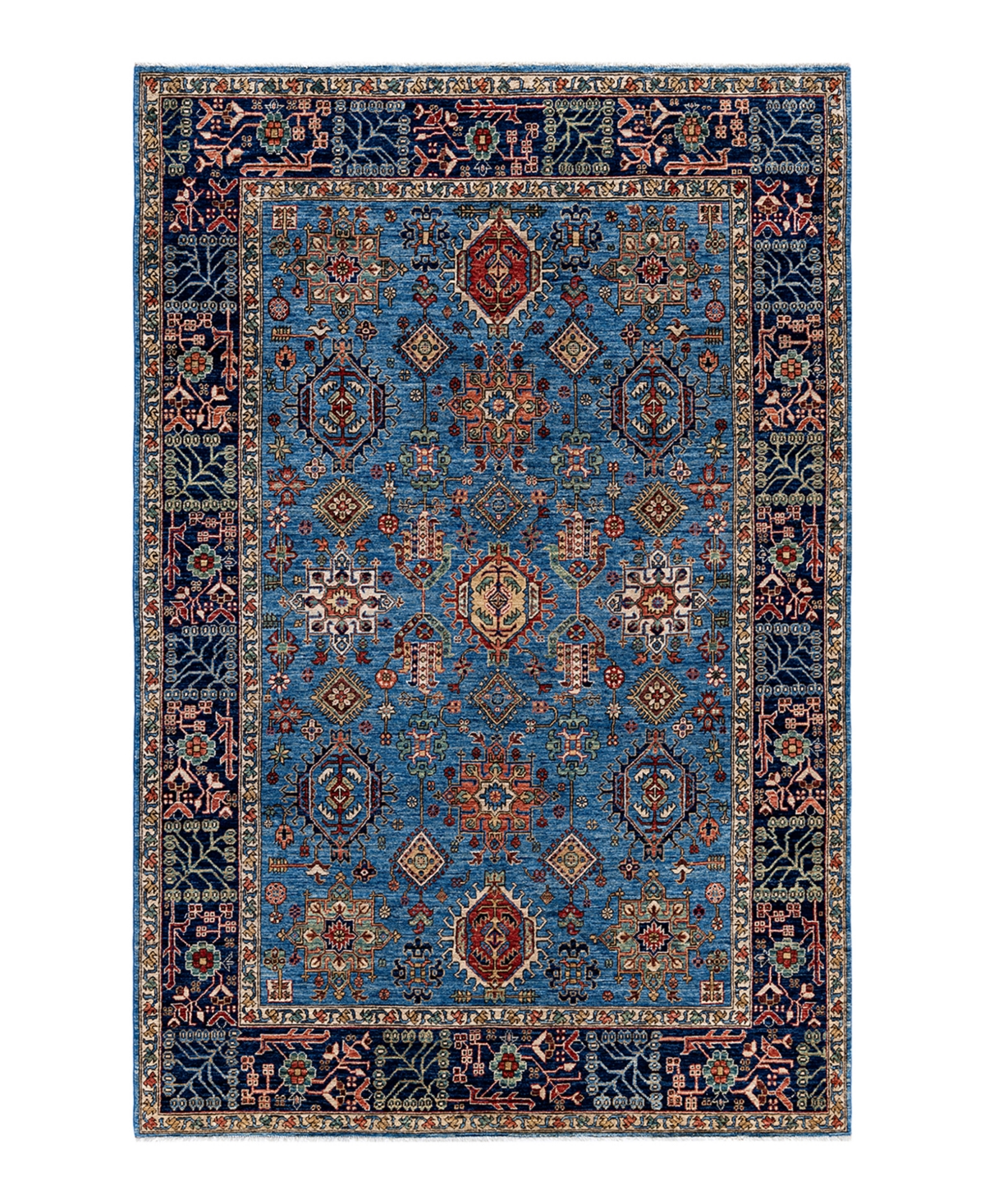 Adorn Hand Woven Rugs Serapi M1999 6'1"x9'4" Area Rug In Light Blue