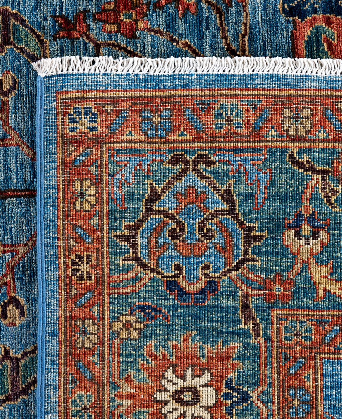 Adorn Hand Woven Rugs Serapi M1999 6'x8'9" Area Rug In Light Blue