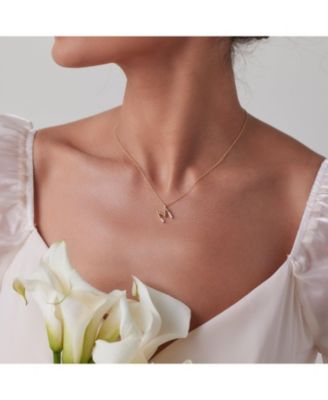 Cultured Pearl Pave Initial Necklace