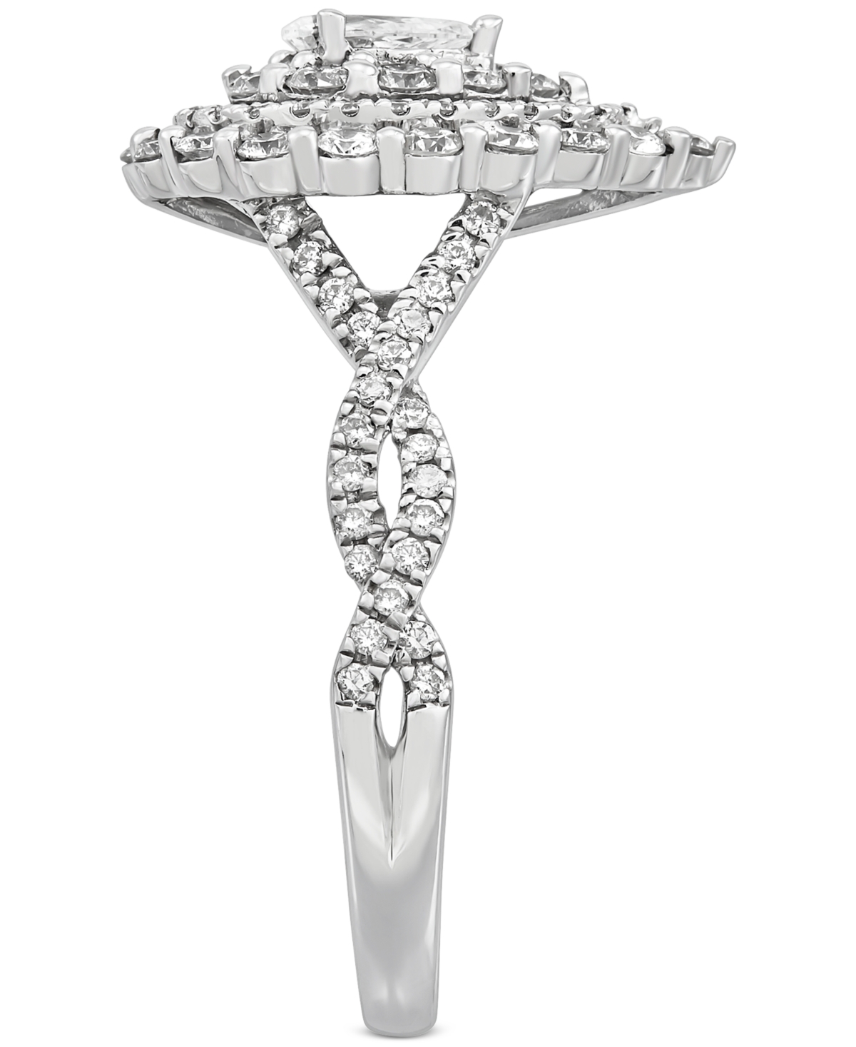 Macy's Diamond Pear Halo Engagement Ring (1 Ct. T.w.) In 14k White Gold In White Gold