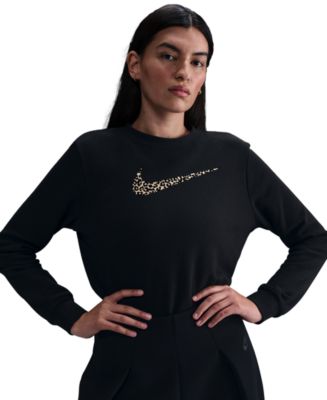 Nike Women's Club Leopard-Print Logo Sweatshirt Macy's