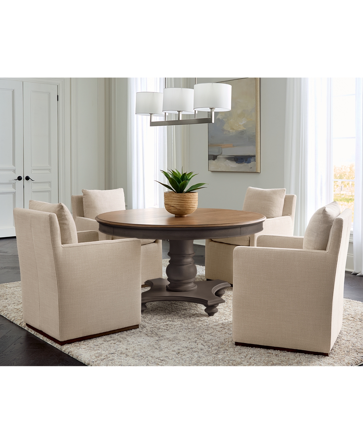 Macy's 5 Pc. Set (mandeville Round Dining Table & 4 Kenity Ii Arm Chairs), Created For  In Brown