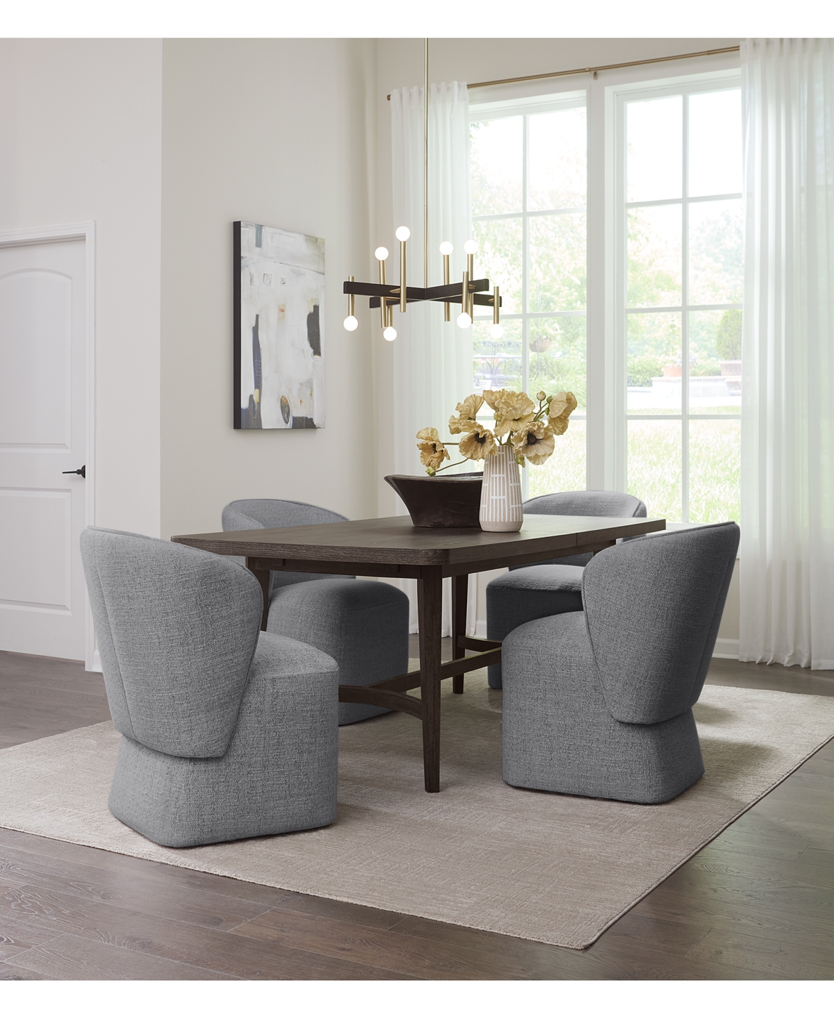 Macy's 5 Pc. Set (griffith Rectangular Dining Table & 4 Dimova Chairs), Created For  In Grey